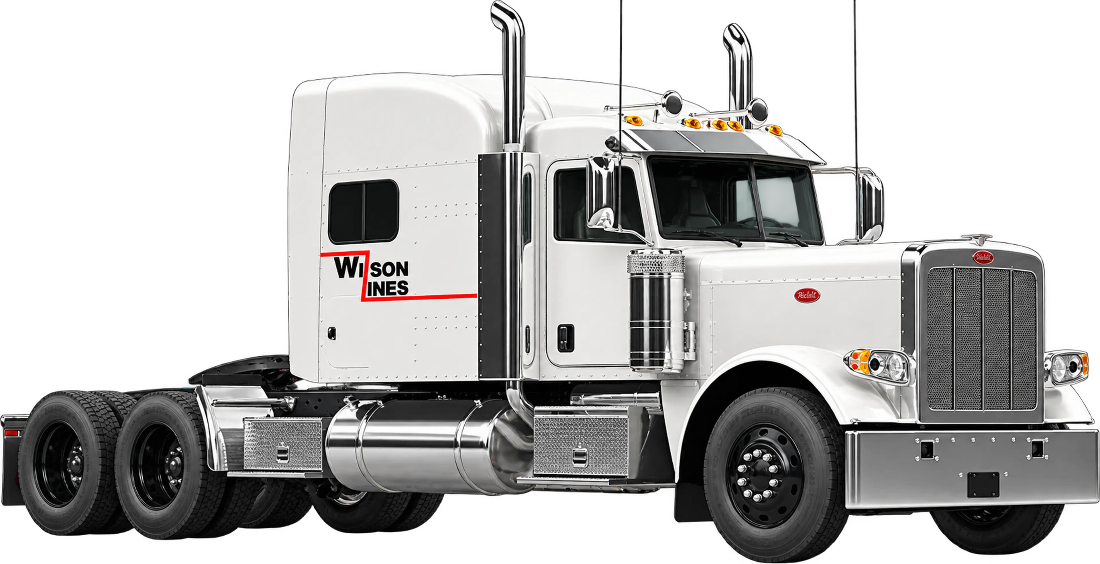 White Wilson Lines Peterbilt tractor